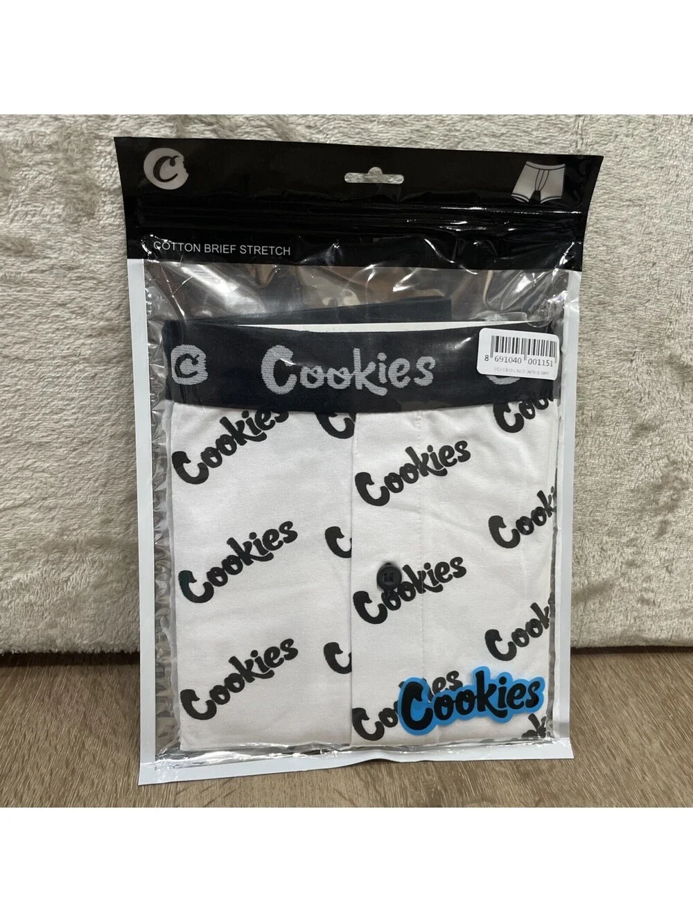 Cookies SF Cotton Stretch Boxer Brief Underwear White Cookies Logo AOP Mens L